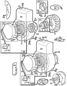 Blower Hsgs, Rewind Assys. Diagram and Parts List for 131232-0400-XX  Briggs and Stratton Engine